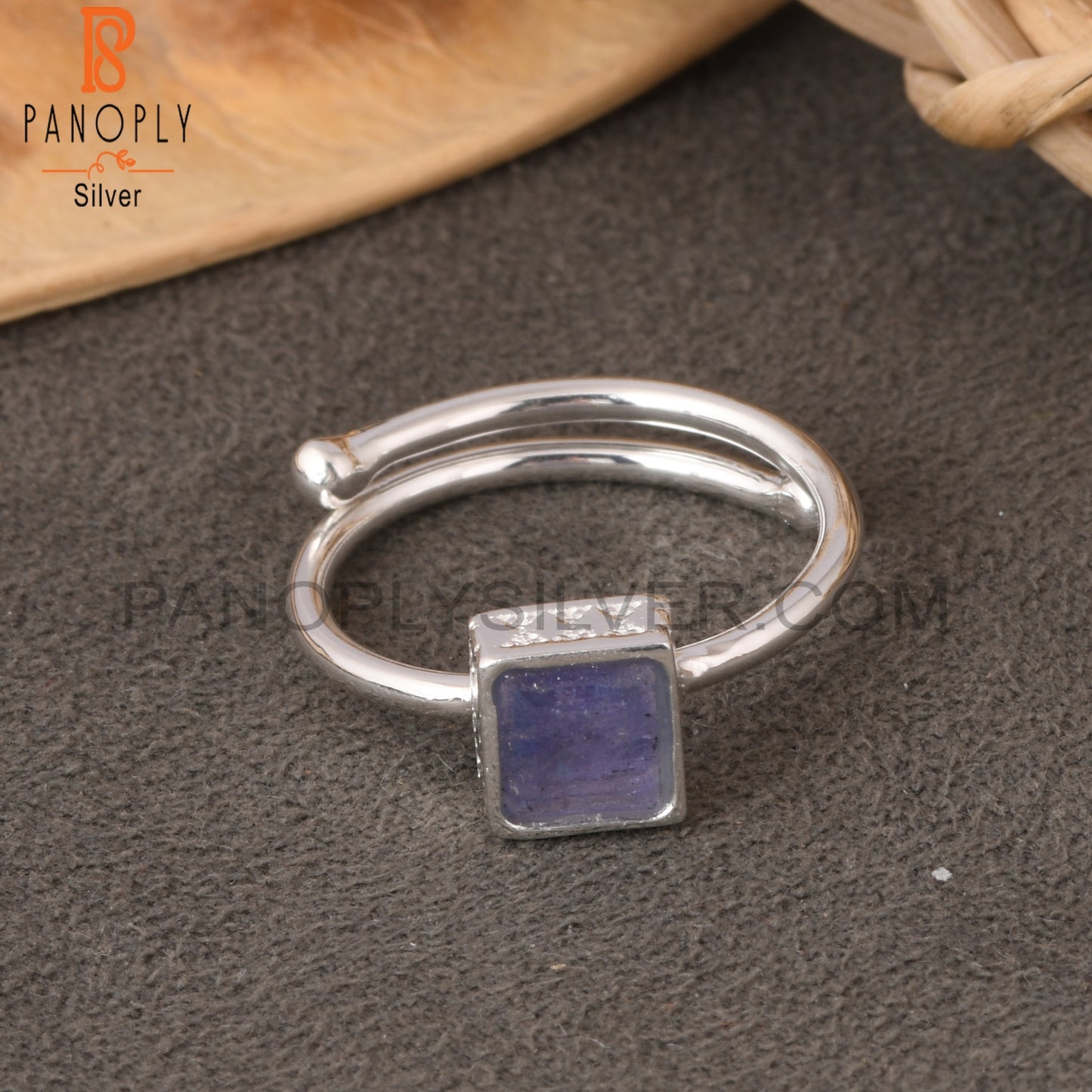 Tanzanite Square Shape 925 Sterling Silver Ring