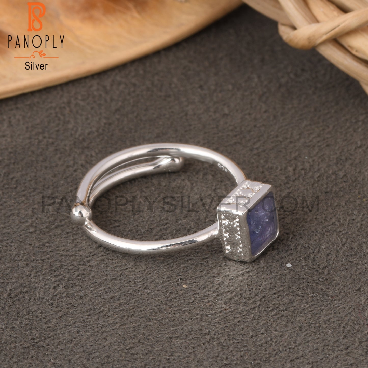 Tanzanite Square Shape 925 Sterling Silver Ring