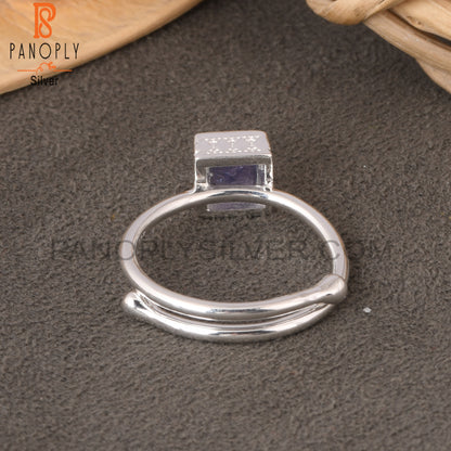 Tanzanite Square Shape 925 Sterling Silver Ring