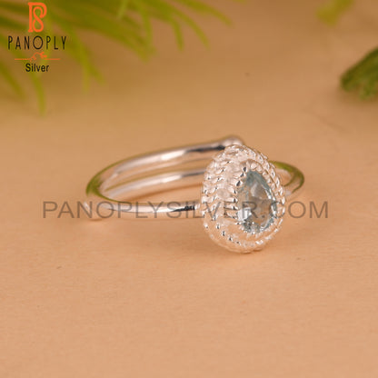 Dainty Blue Topaz 925 Sterling Silver Ring