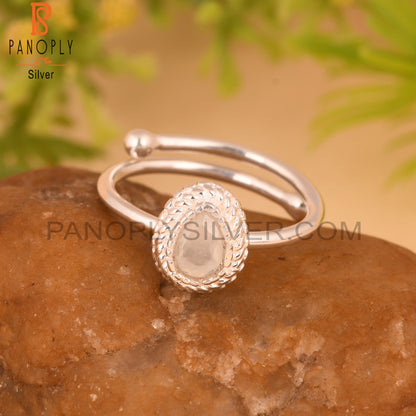White Moonstone 925 Sterling Silver Ring
