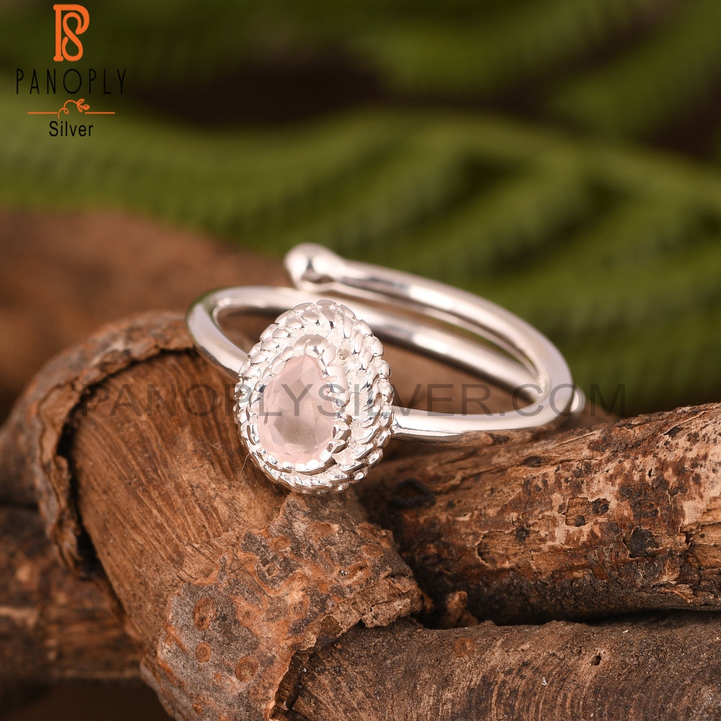 Rose Quartz 925 Sterling Silver Adjustable Ring