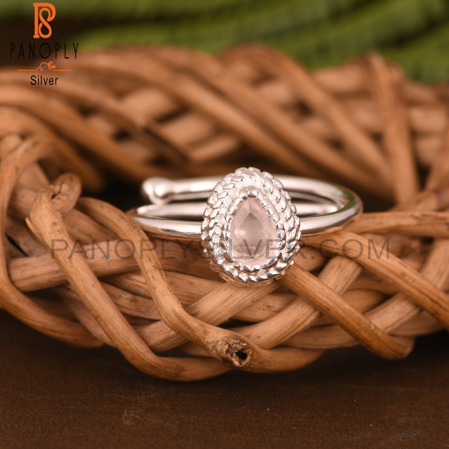 Rose Quartz 925 Sterling Silver Adjustable Ring