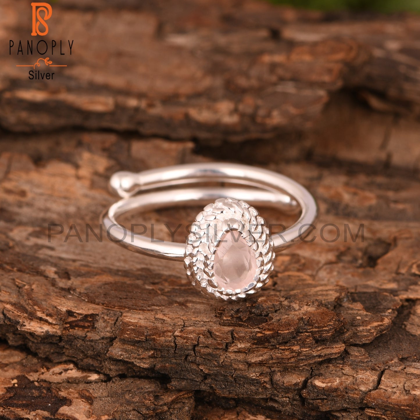 Rose Quartz 925 Sterling Silver Adjustable Ring