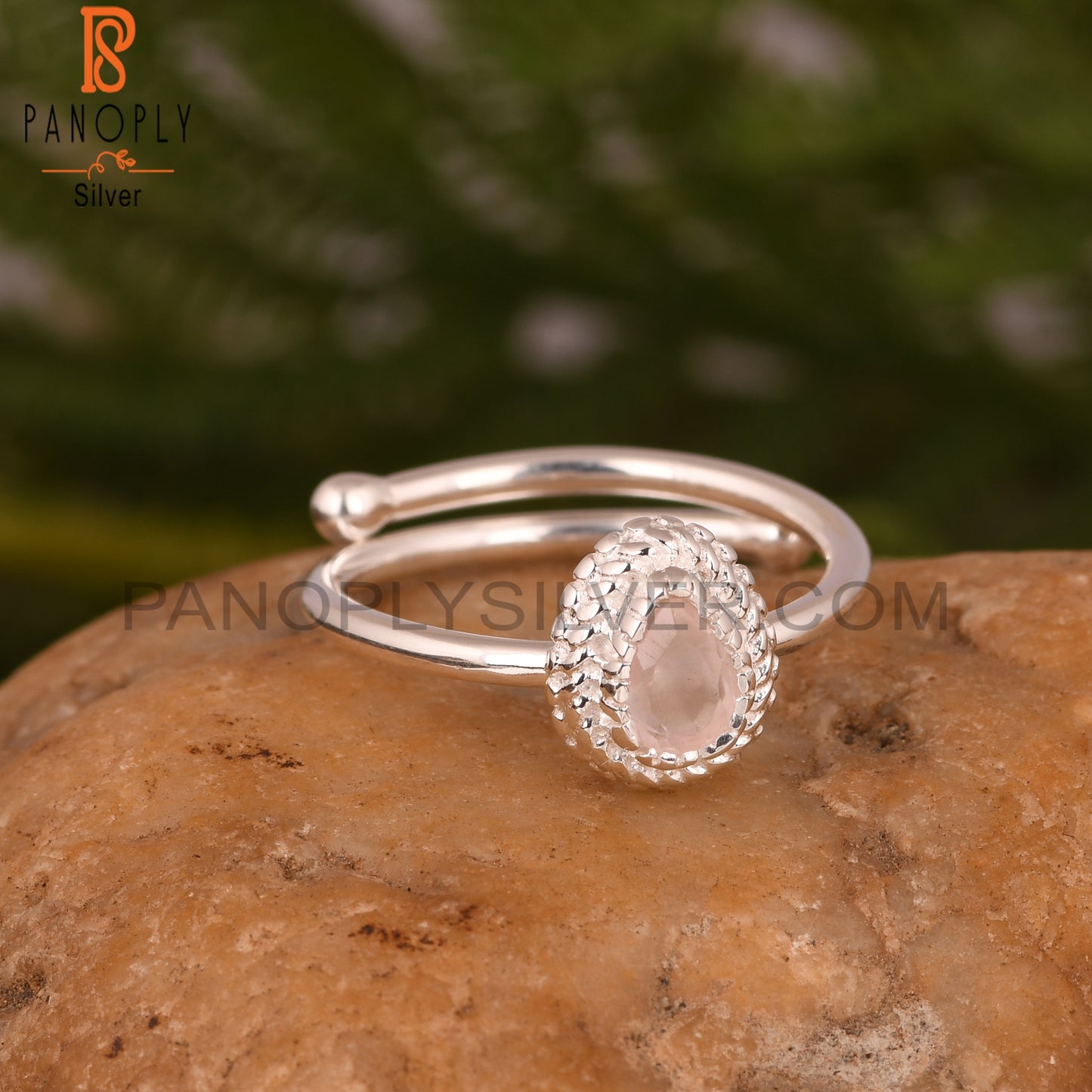 Rose Quartz 925 Sterling Silver Adjustable Ring