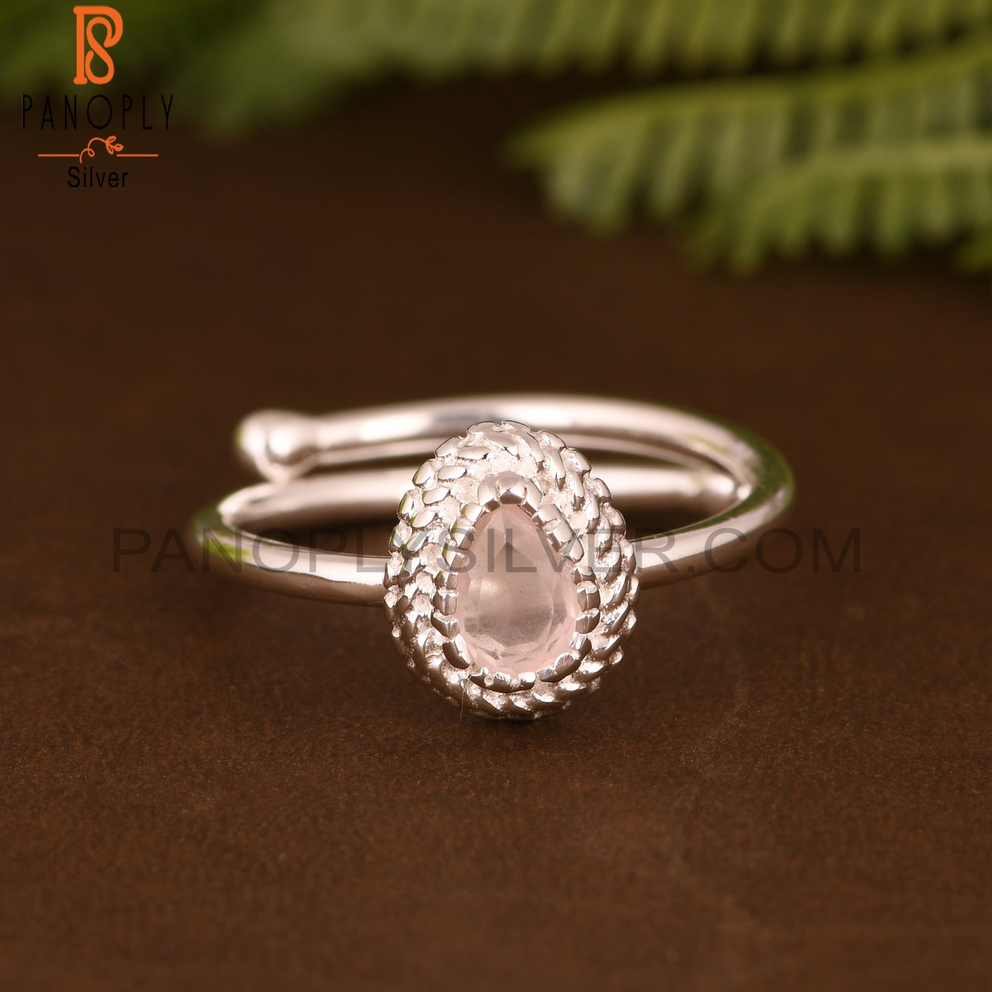 Rose Quartz 925 Sterling Silver Adjustable Ring