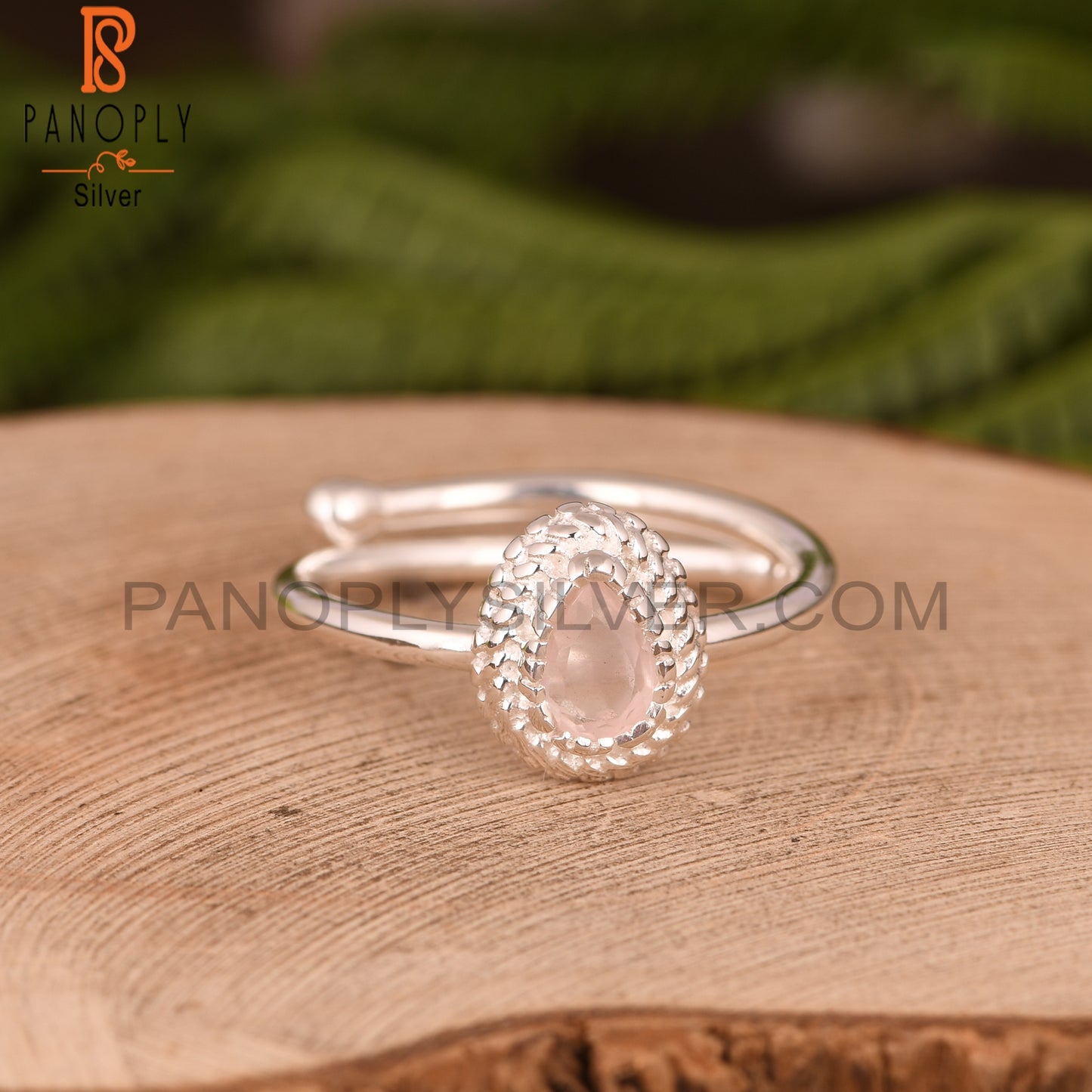 Rose Quartz 925 Sterling Silver Adjustable Ring