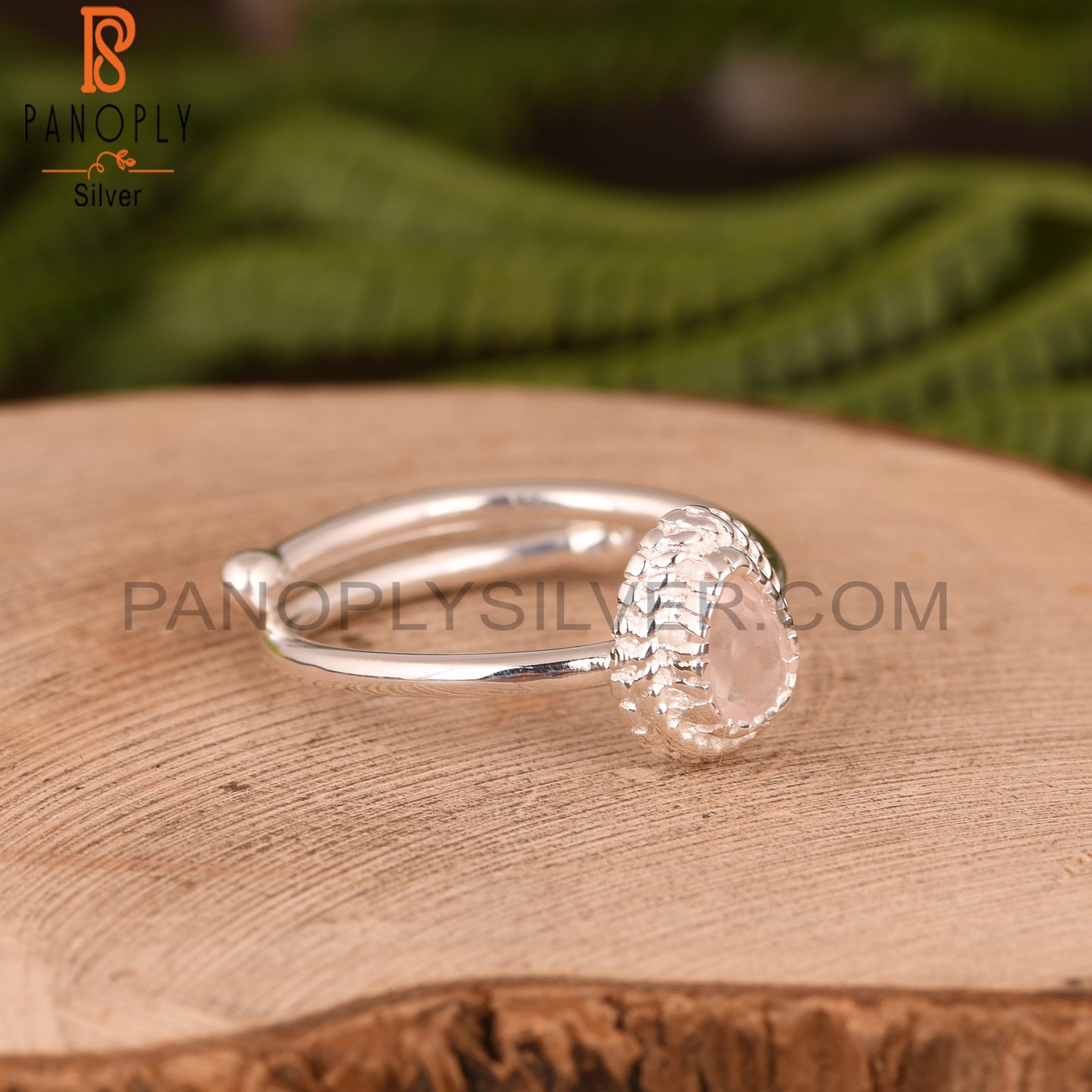 Rose Quartz 925 Sterling Silver Adjustable Ring