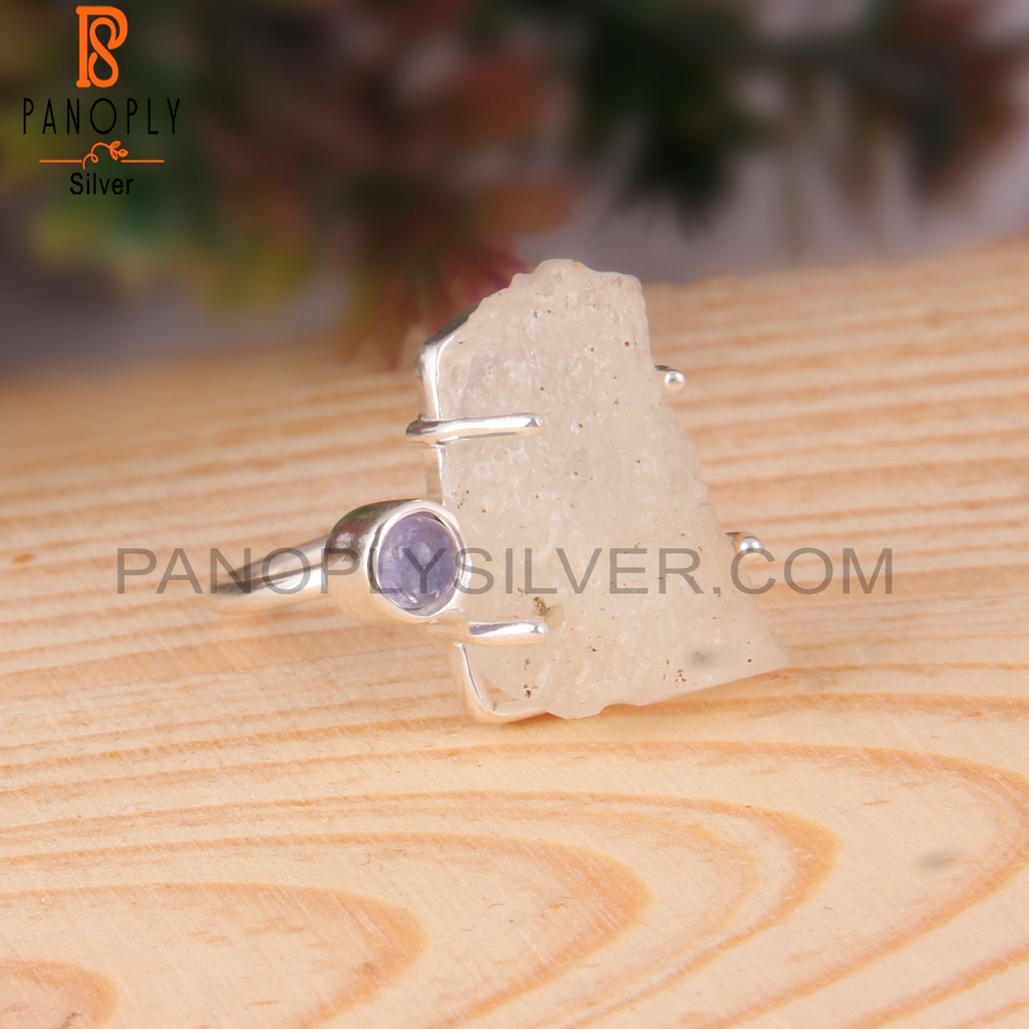 Tanzanite & Libyan Desert Glass 925 Sterling Silver Ring