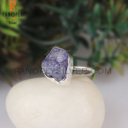 Rough Tanzanite 925 Sterling Silver Simple Ring