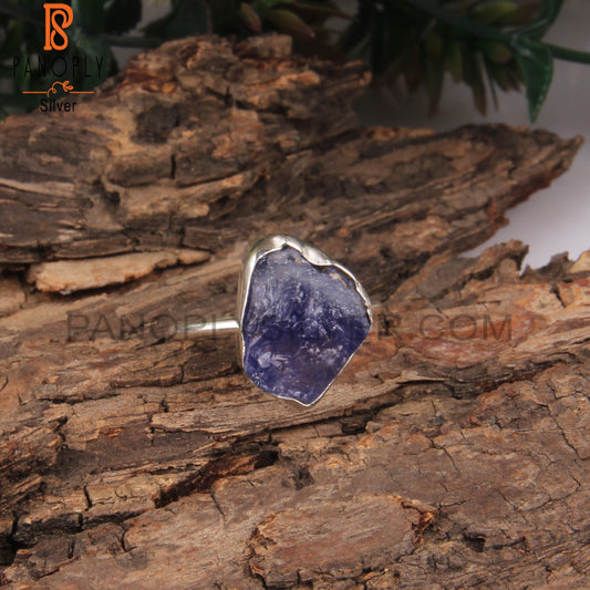 Rough Tanzanite 925 Sterling Silver Simple Ring