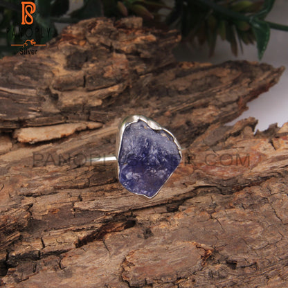 Rough Tanzanite 925 Sterling Silver Simple Ring