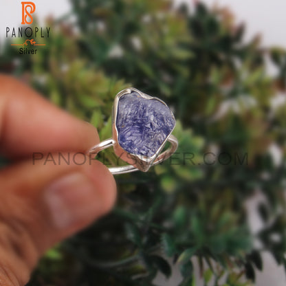 Rough Tanzanite 925 Sterling Silver Simple Ring