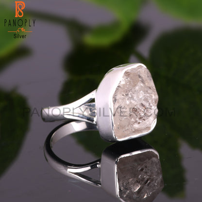Herkimer Diamond Rough 925 Sterling Silver Fancy Ring