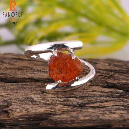 Unique Stackable Carnelian 925 Sterling Silver Ring