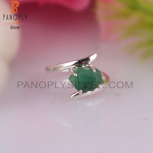 Attractive Emerald Rough 925 Sterling Silver Ring