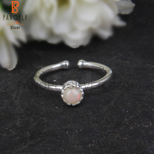 Ethiopian Opal Round 925 Sterling Silver Ring