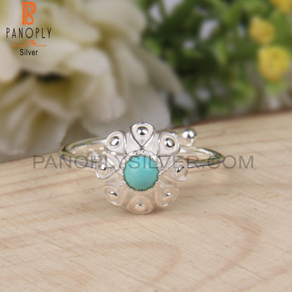 Arizona Turquoise 925 Sterling Silver Flower Ring
