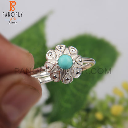 Arizona Turquoise 925 Sterling Silver Flower Ring