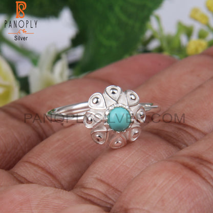Arizona Turquoise 925 Sterling Silver Flower Ring