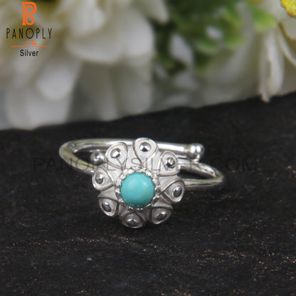 Arizona Turquoise 925 Sterling Silver Flower Ring