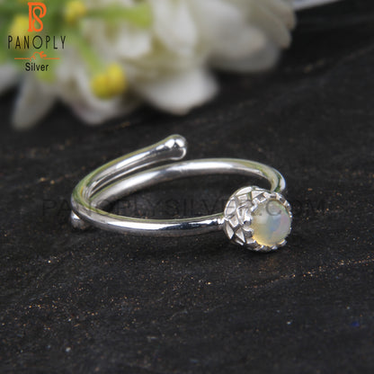 Ethiopian Opal Round Shape 925 Sterling Silver Adjustable Ring