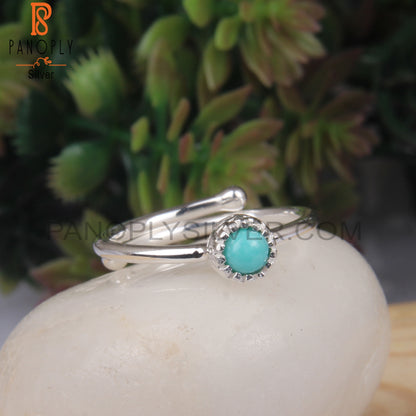 Arizona Turquoise Round Shape 925 Sterling Silver Ring