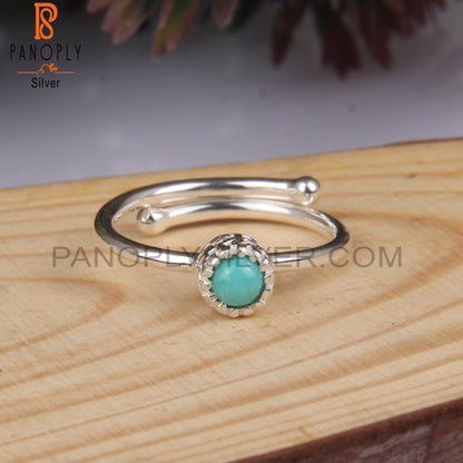 Arizona Turquoise Round Shape 925 Sterling Silver Ring