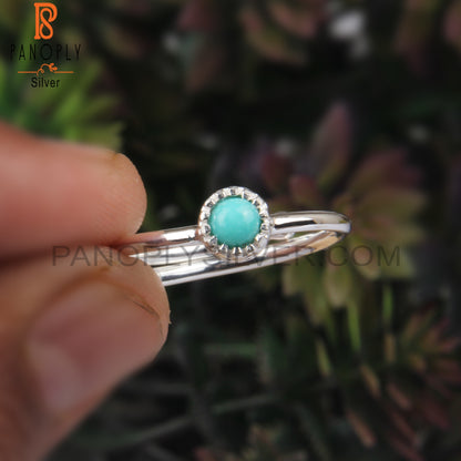Arizona Turquoise Round Shape 925 Sterling Silver Ring