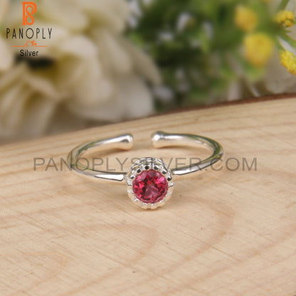 Pink Topaz Round 925 Sterling Silver Ring