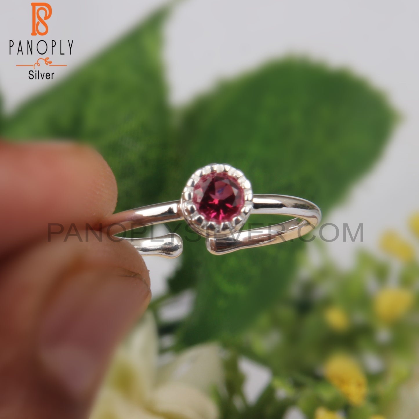Pink Topaz Round 925 Sterling Silver Ring