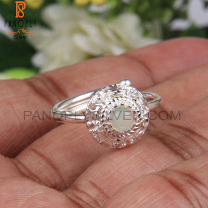 Ethiopian Opal Round Shape 925 Sterling Silver Signet Ring