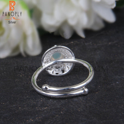 Ethiopian Opal Round Shape 925 Sterling Silver Signet Ring