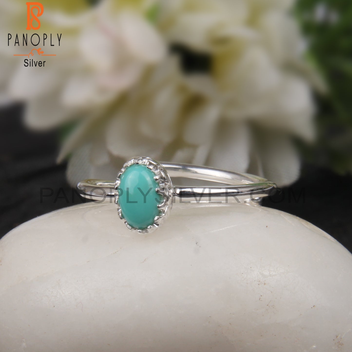 Arizona Turquoise Oval 925 Silver Sky Blue Ring