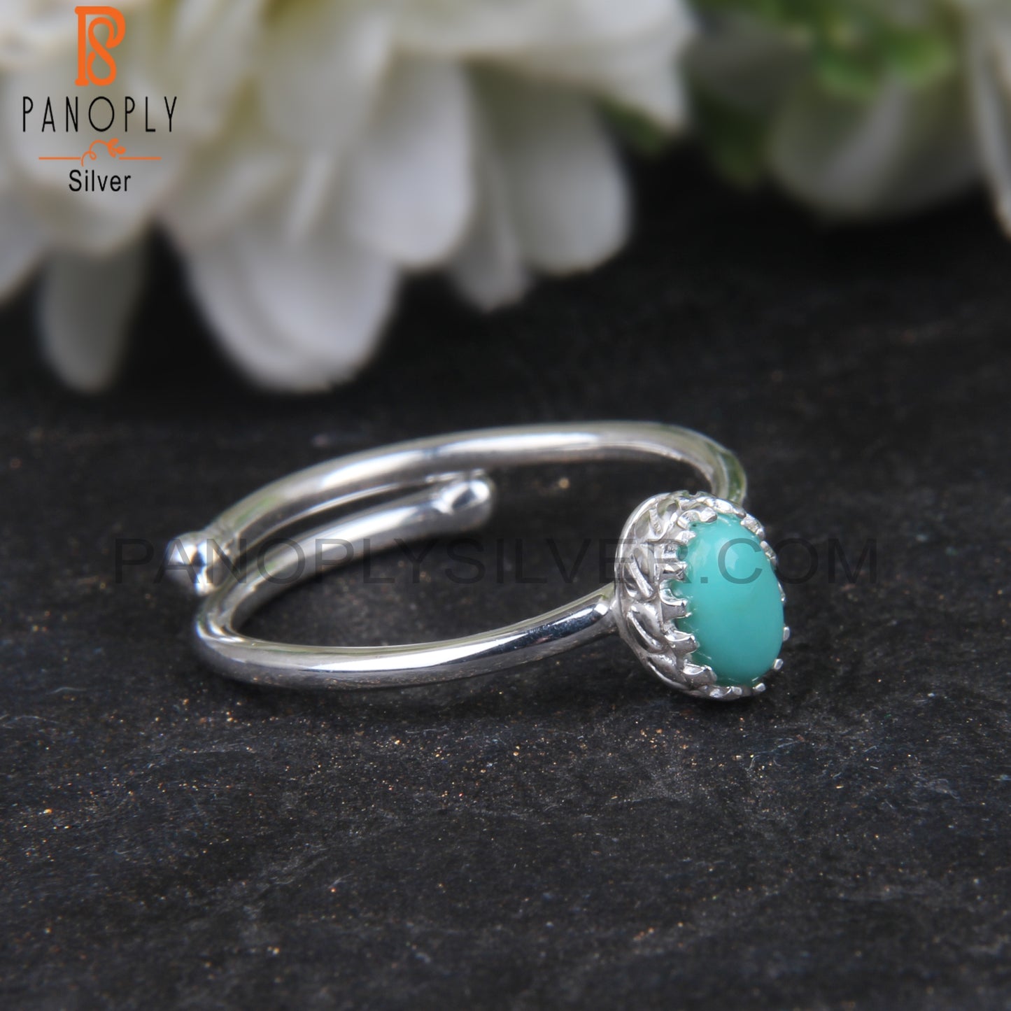 Arizona Turquoise Oval 925 Silver Sky Blue Ring