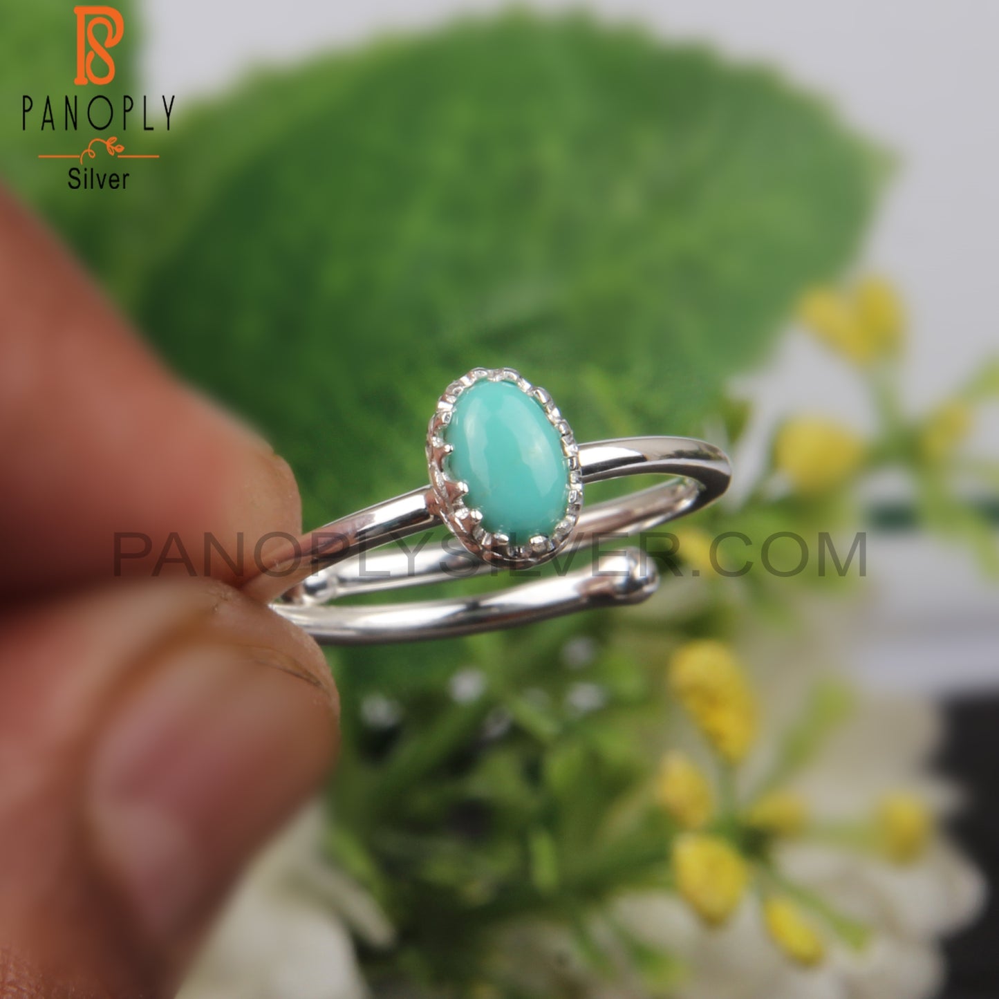 Arizona Turquoise Oval 925 Silver Sky Blue Ring