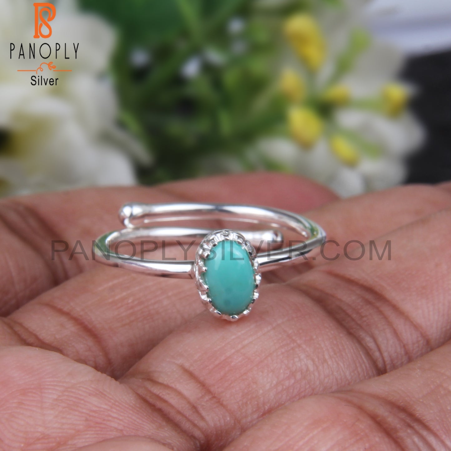 Arizona Turquoise Oval 925 Silver Sky Blue Ring