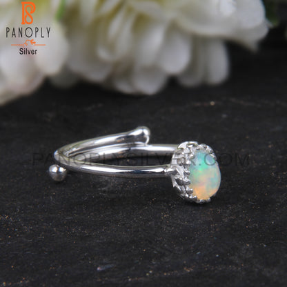Openable Ethiopian Opal Oval Shape 925 Sterling Silver Ring