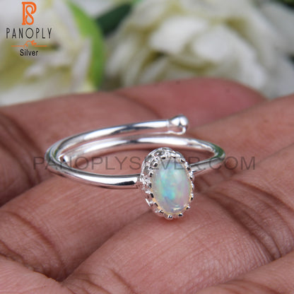Openable Ethiopian Opal Oval Shape 925 Sterling Silver Ring