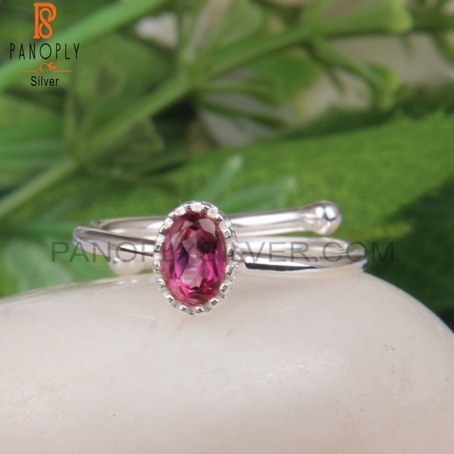Pink Topaz Oval Shape 925 Sterling Silver Women Ring