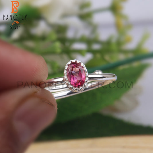 Pink Topaz Oval Shape 925 Sterling Silver Women Ring