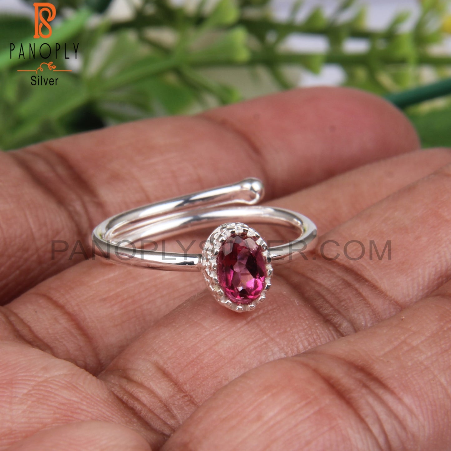 Pink Topaz Oval Shape 925 Sterling Silver Women Ring