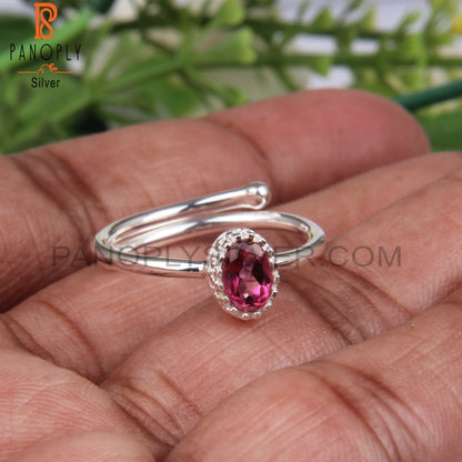 Pink Topaz Oval Shape 925 Sterling Silver Women Ring