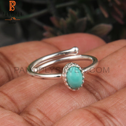 Arizona Turquoise Oval Shape 925 Sterling Silver Blue Ring