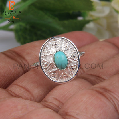 Arizona Turquoise Oval Shape 925 Sterling Silver Chakra Ring