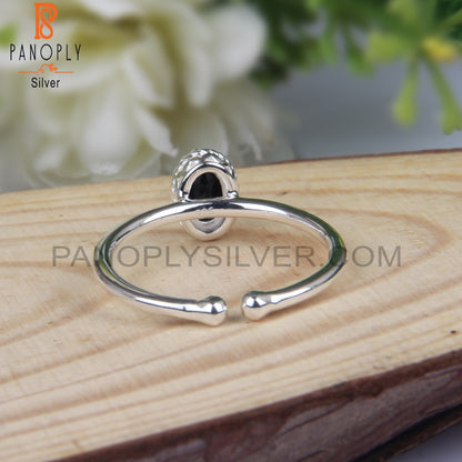 Black Spinel Oval Shape 925 Sterling Silver Girl Ring