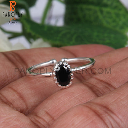 Black Spinel Oval Shape 925 Sterling Silver Girl Ring