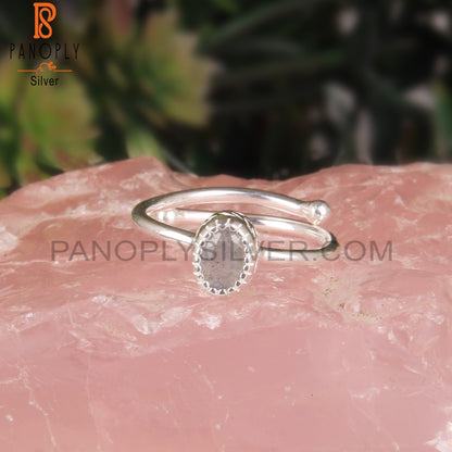 Oval Shape Labradorite 925 Sterling Silver Party Wear Ring