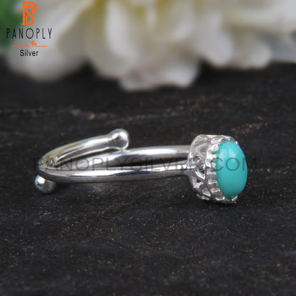 Blue Arizona Turquoise Oval Shape 925 Sterling Silver Ring