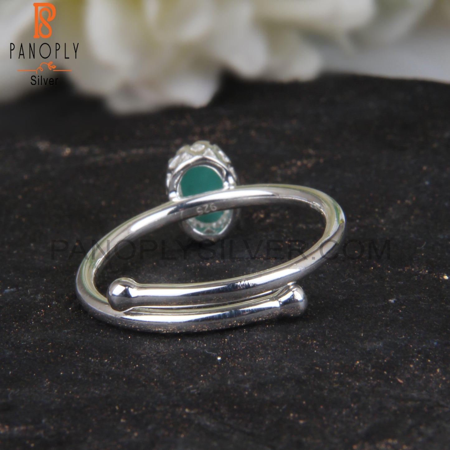 Blue Arizona Turquoise Oval Shape 925 Sterling Silver Ring
